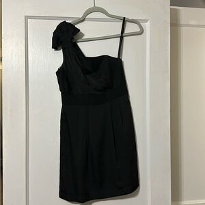 BCBGeneration One Shoulder Strap Bow Front Little Black Dress - Size 4